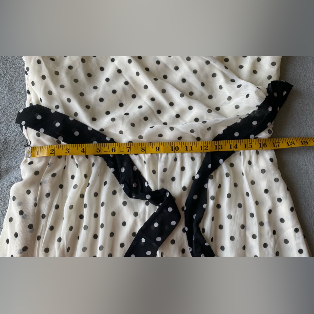 julia jordan Polka Dot-Print Short-Sleeve Midi Chiffon Dress white black sz 12 - Picture 14 of 16